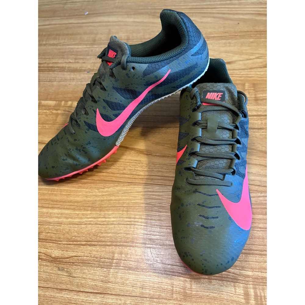 Nike‎ Zoom Rival S9 Racing Sprinting Track Shoes Spikes Green Carmine Men's 10